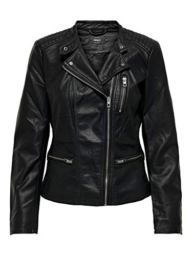 Only onlFREYA Faux Leather Biker OTW Noos Chaqueta, Negro (Black), 36 para Mujer