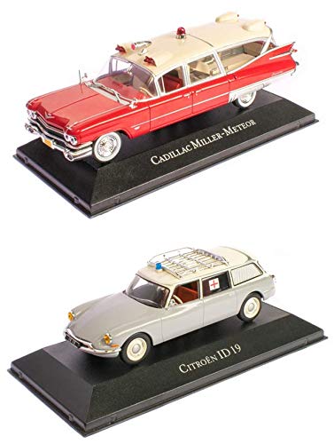 OPO 10 - Conjunto de 2 ambulancias 1/43 compatibles con Cadillac Meteor + Citroen ID19 Break (AMB02 + 04)