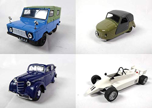 OPO 10 - Lote de 4 Coches 1/43 USSR DeAgostini: Luaz 969 + Estonia 21 + Moskvitch 400-420A + SMZ S 1L Cyclecar (LR35)