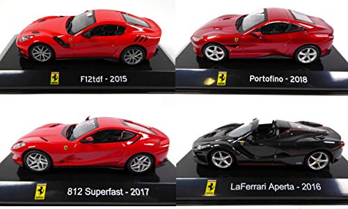 OPO 10 - Lote de 4 Coches Supercars: Compatible con Ferrari Portofino + 812 + Aperta + F12 / Ixo 1/43 (SC1 + SC6 + SC8 + SC20)