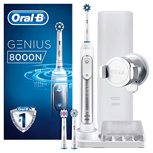 Oral-B Genius 8000N CrossAction - Cepillo Eléctrico, 1 Plata Mango Conectado, 5 Modos Blanqueado, Sensible, Encías, 3 Cabezales, Funda de Viaje Premium Oral-B Genius 8000N CrossAction - Cepillo Eléctrico, 1 Plata Mango Conectado, 5 Modos Blanqueado, Sensible, Encías, 3 Cabezales, Funda de Viaje Premium