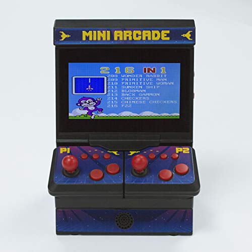 Orb Gaming- Orb-Mini Arcade Máquina con Doble Controlador, Incluye 300 Juegos de 8 bits, OR-2PLAYARCL, Color Azul Oscuro