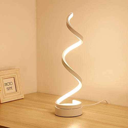 Osairous Lámpara de escritorio en espiral LED, lámpara de noche lámpara de mesa de acrílico con diseño contemporáneo Para dormitorio, estudio luz blanca, EU plug, 20W, 220V