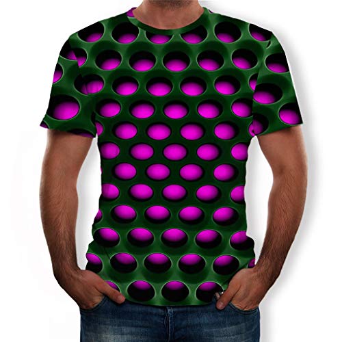 Overdose 2019 Nuevo Verano Camiseta de equipación de Manga Corta para Hombre Camiseta Tridimensional de Impresión de Personalidad para de Manga Corta 3D Tendencia Camiseta de Nido de Abeja