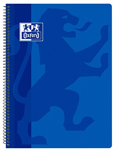 Oxford Classic - Cuaderno espiral, tapa plástico, cuadrícula 4x4, color azul marino