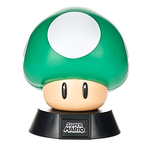Paladone 1Up Mushroom Icon Light oficial Nintendo Coleccionable, ideal para habitaciones de niños, oficina y hogar, 1 W, verde