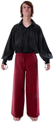 Pantalón con lazo Hemad de algodón color negro, beige, verde, marrón, blanco, rojo y azul, talla P a XXXG, para juego de rol en vivo estilo medieval rojo rosso medium