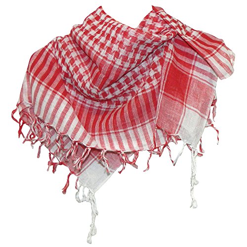 Pañuelo palestino rojo-blanco a cuadros 100x100cm algodón árabe Palestina fular chal accesorio
