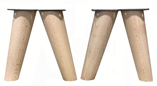 patas para muebles de madera. Patas inclinadas cónicas con placa de montaje ya instalada patas de madera para sofas mesitas armarios 15 cm alto (Crudo) patas para muebles de madera. Patas inclinadas cónicas con placa de montaje ya instalada patas de madera para sofas mesitas armarios 15 cm alto (Crudo)