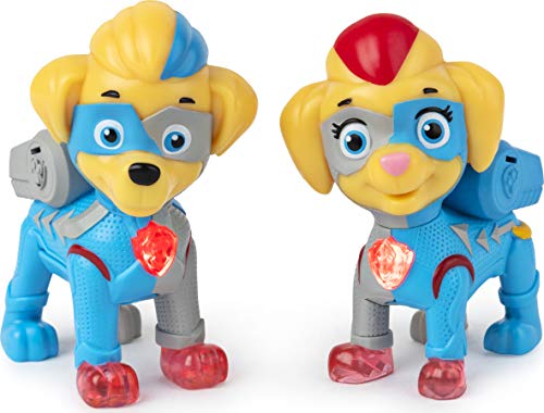 PAW Patrol Mighty Pups Super Paws, Mighty Twins - Figuras iluminadas para niños de 3 años en adelante