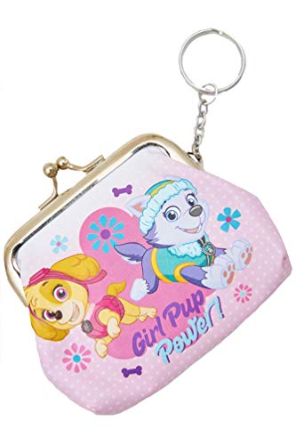 Paw Patrol Purse / Wallet con llavero Skye & Everest con el dicho Girl Pup Power, rosa para niñas, niños