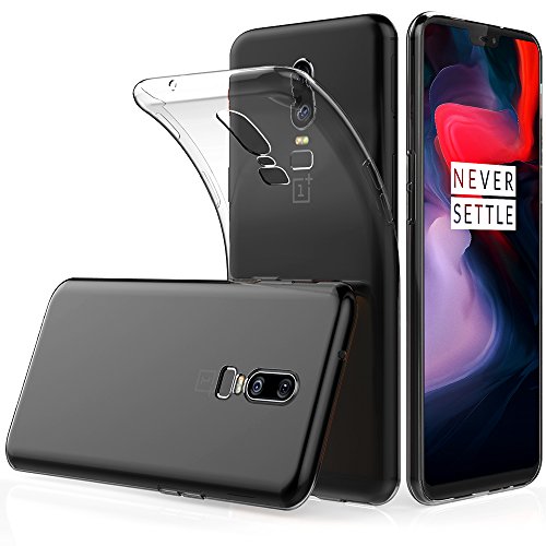 Peakally Funda OnePlus 6, Transparente Silicona Funda para OnePlus 6 Carcasa Flexible Claro Ligero TPU Fundas [Antideslizante] [Resistente a arañazos] 6.28"-Transparente