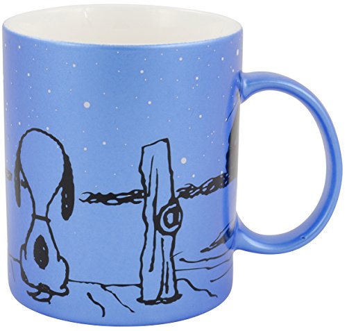 Peanuts 0122156 Snoopy & Schröder - Taza de café (porcelana, 12 x 8,5 x 9,5 cm), color azul
