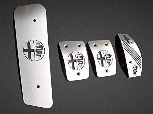 Pedales e Reposapiés De Acero para Alfa_Romeo GTV & SPIDER (916) – 4 Piezas Placas Kit para Transmisión Manual Inox Metal Pedal De Embrague Freno Acelerador Cepillado Interior Personalizados