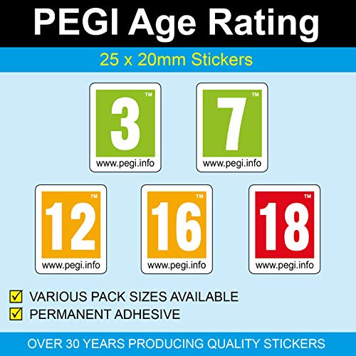 Pegi - Edad Clasificación - Classification Pegatinas/Etiquetas, Pegi 16 , 500 en Hojas