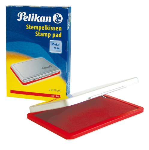 Pelikan 331025 - Almohadilla de tinta para sellos, tamaño mediano, 70 mm x 110 mm, color rojo y metal