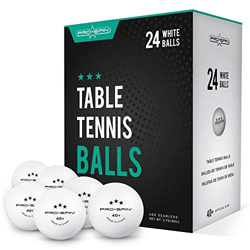 Pelotas de ping pong, color blanco de 3 estrellas, 40+ pelotas de tenis de mesa (paquete de 24) | Bolas de entrenamiento ABS de alto rendimiento