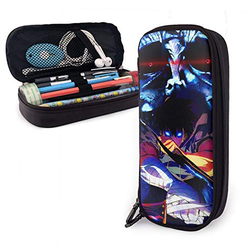 Pencil Case Multifunction Pen Bag Leather Pencil Case Solo Leveling Jinwo Pen Pouch Stationery Bag Office Portable Storage Kit Cosmetic Box Holder