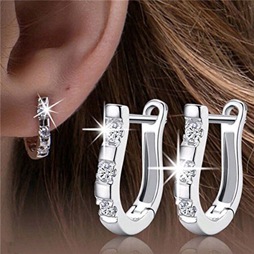 Pendientes Row_120cc de plata de ley, aros con cierre de presión, para mujeres Pendientes Row_120cc de plata de ley, aros con cierre de presión, para mujeres