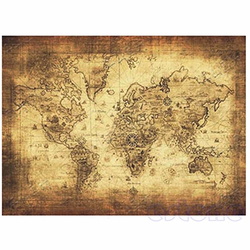 PENG Cartel de Papel Retro de Gran Estilo Vintage Globo Mapa del Viejo Mundo Regalos 71x51cm