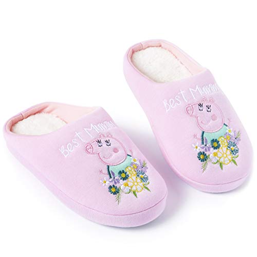 Peppa Pig Zapatillas de Casa para Mujer Invierno con Mummy Pig, Pantuflas Suela de Goma Dura para Interior y Exterior, Zapatilla Cálida y Acogedora, Regalos para Mamá Hijas (40/41 EU)