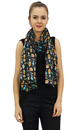 Phagun 100% algodón ligero, mantón, bufandas Negro tribal impresa de las mujeres del cuello del abrigo de la bufanda larga Dupatta Phagun 100% algodón ligero, mantón, bufandas Negro tribal impresa de las mujeres del cuello del abrigo de la bufanda larga Dupatta