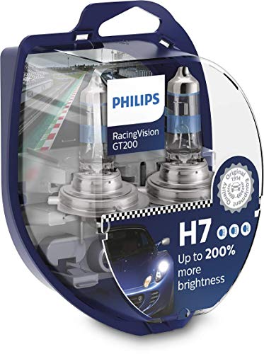 Philips RacingVision GT200 H7 bombilla faros delanteros +200%, paquete doble
