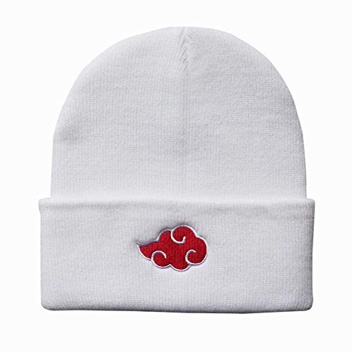 Phoetya Gorro de punto, Naruto Knit Hat, Uchiha Family Logo bordado Beanie Hat Hip-hop Knit Hat Mujer Hombre (Blanco)