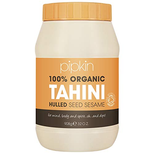 Pipkin 100% Pasta de Tahini Orgánica 908g - Semillas de Sésamo Etíopes Tostadas y Prensadas - Todo Natural, Kosher, Vegano, Sin Gluten, No GMO
