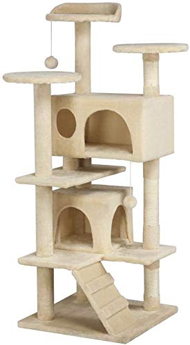 P.J Pet Products CA&T Ultimate Climber and Double Den Scratch Tree - Beige - Talla única