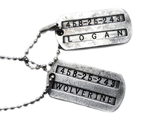 Placas de identificación de acero de doble cara, con diseño de Lobezno y James Logan de los X-Men, estilo retro Placas de identificación de acero de doble cara, con diseño de Lobezno y James Logan de los X-Men, estilo retro