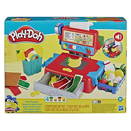 Play-Doh Caja registradora de Juguete para niños de 3 años en adelante con Divertidos Sonidos, Accesorios de Comida y 4 Colores no tóxicos (Hasbro E6890)