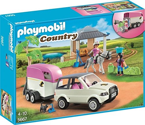 PLAYMOBIL 5667.0 - Picadero de Caballos de Juguete con camión transportador de Caballos