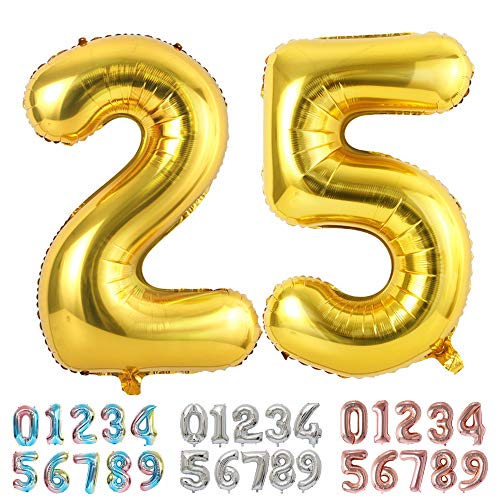Ponmoo Foil Globo Número 25 52 Dorado, Gigante Numeros 0 1 2 3 4 5 6 7 8 9 10-19 20-29 30 40 50 60 70 80 90 100, Grande Globos para La Boda Aniversario, Globo de Cumpleaños Fiesta Decoración Ponmoo Foil Globo Número 25 52 Dorado, Gigante Numeros 0 1 2 3 4 5 6 7 8 9 10-19 20-29 30 40 50 60 70 80 90 100, Grande Globos para La Boda Aniversario, Globo de Cumpleaños Fiesta Decoración