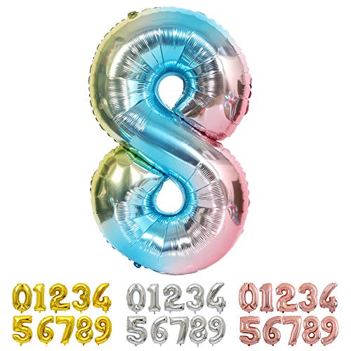 Ponmoo Foil Globo Número 8 Azul, Gigante Numeros 0 1 2 3 4 5 6 7 8 9 10-19 20-29 30 40 50 60 70 80 90 100, Grande Globos para La Boda Aniversario, Globo de Cumpleaños Fiesta Decoración Ponmoo Foil Globo Número 8 Azul, Gigante Numeros 0 1 2 3 4 5 6 7 8 9 10-19 20-29 30 40 50 60 70 80 90 100, Grande Globos para La Boda Aniversario, Globo de Cumpleaños Fiesta Decoración