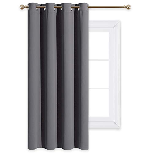 PONY DANCE Cortinas Opacas Modernas Grises - Cortinas Cortas Térmicas Aislantes Frío Calor Reduccion Ruido Proteccion Intimidad para Hogar, 1 Pieza, 132 x 158 cm, Gris