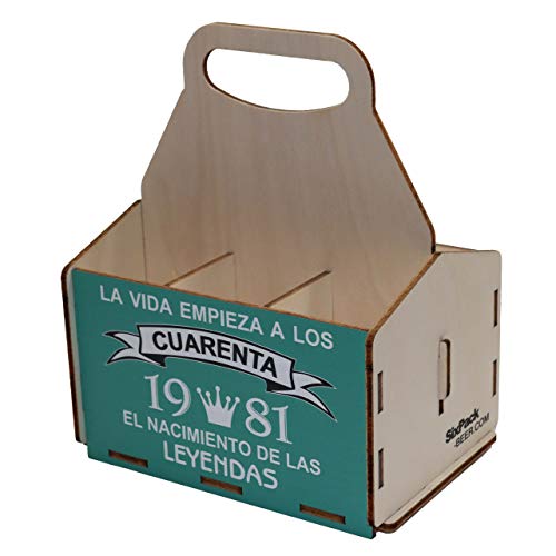 Portacervezas de madera, paquete de seis cervezas, caja portadora de seis, portacervezas de seis, regalo cerveza, cumpleaños 40 años, regalo 40 años, de madera, 40 cumpleaños, cumpleaños hombre, 1981 Portacervezas de madera, paquete de seis cervezas, caja portadora de seis, portacervezas de seis, regalo cerveza, cumpleaños 40 años, regalo 40 años, de madera, 40 cumpleaños, cumpleaños hombre, 1981