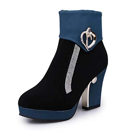 Posional Mujer Tacones Altos Botas Cortas Botines Cortos De Moda De Casual Roma Retro Cremallera Tacones Cuadrados Zapatos De Plataforma Romana Zapato De Mujer De Invierno