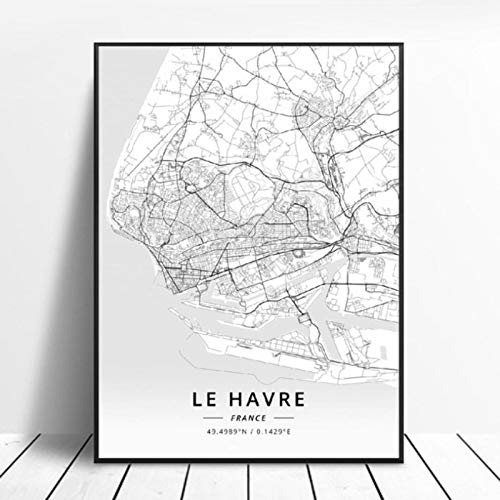 Póster del Mapa del Arte de la Lona de Nancy Reims Valenciennes Perpignan Dijon Le Havre Francia 50x70cm Sin Marco AQ-902 Póster del Mapa del Arte de la Lona de Nancy Reims Valenciennes Perpignan Dijon Le Havre Francia 50x70cm Sin Marco AQ-902