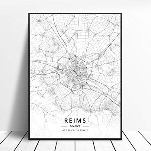 Póster del Mapa del Arte de la Lona de Nancy Reims Valenciennes Perpignan Dijon Le Havre Francia 50x70cm Sin Marco AQ-905 Póster del Mapa del Arte de la Lona de Nancy Reims Valenciennes Perpignan Dijon Le Havre Francia 50x70cm Sin Marco AQ-905