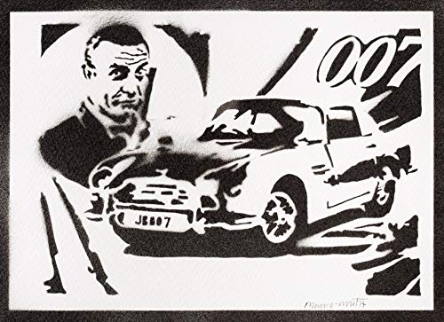 Poster James Bond 007 Sean Connery Grafiti Hecho a Mano - Handmade Street Art - Artwork