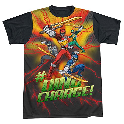 Power Rangers Serie de TV para niños Cartoon # Dino Charge. Camiseta negra para adulto - Blanco - XX-Large