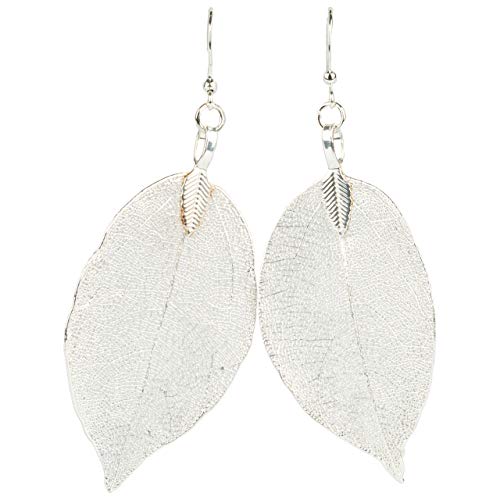 Preciosos y Originales Pendientes de Hoja Tipo Filigrana. Hechos a Mano con una Auténtica Hoja de Árbol Bañada en Plata de Ley 925 Preciosos y Originales Pendientes de Hoja Tipo Filigrana. Hechos a Mano con una Auténtica Hoja de Árbol Bañada en Plata de Ley 925