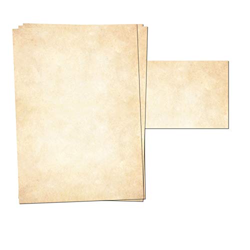 Presentou Juego de 25 papeles de carta impresos por ambos lados, 120 gramos, papel con diseño de papel para certificados, carta de amor (vintage claro, 25 + 25 hojas + sobres) Presentou Juego de 25 papeles de carta impresos por ambos lados, 120 gramos, papel con diseño de papel para certificados, carta de amor (vintage claro, 25 + 25 hojas + sobres)