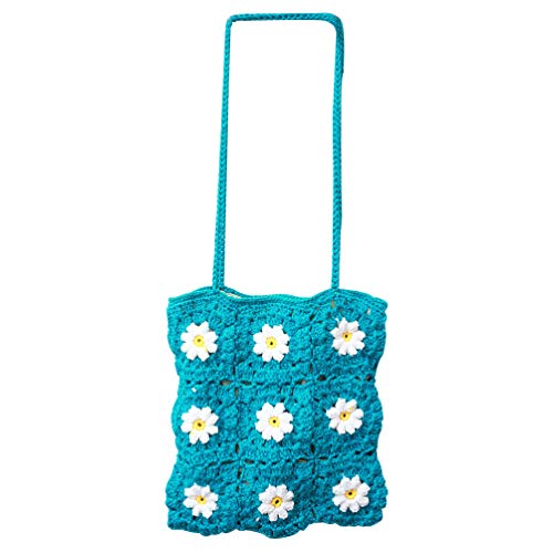 PRETYZOOM Bolso de Hombro de Ganchillo Bolso Cruzado con Estampado de Margaritas Monedero de Playa para Vacaciones Uso Diario de Viaje a La Playa (Azul) PRETYZOOM Bolso de Hombro de Ganchillo Bolso Cruzado con Estampado de Margaritas Monedero de Playa para Vacaciones Uso Diario de Viaje a La Playa (Azul)