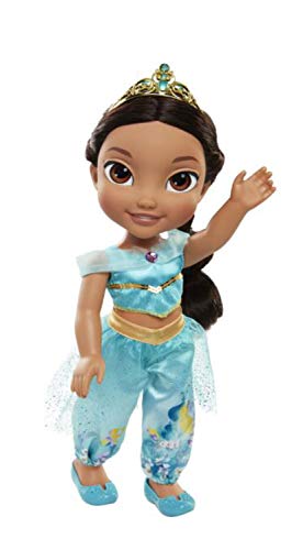 Princesa Disney, muñeca Jazmine Aladdin con todo lujo de detalle. Fíjate en su pelo, vestido, corona, zapatitos - traje multicolor con preciosos estampados