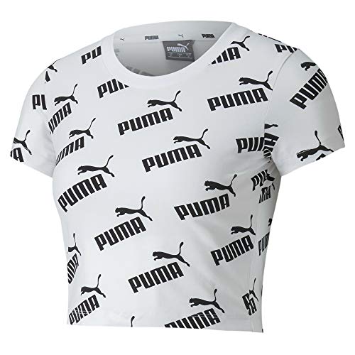 PUMA Amplified AOP Fitted tee Camiseta, Mujer, White, M