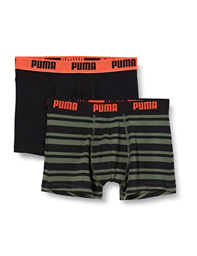 PUMA Heritage Stripe Men's Boxers (2 Pack) Bóxer, Verde Militar, L (Pack de 2) para Hombre