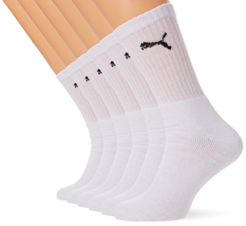 Puma Sport Cush Crew 6P, Calcetines Unisex, Paquete de 6, Blanco (White), EU 39-42