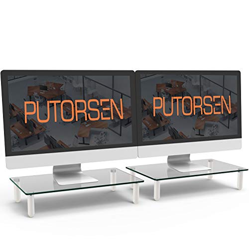 PUTORSEN® Soporte de Monitor pc - Elevador de Monitor 8cm de Altura para Laptop, Ordenador, PC, Impresora, Soporte Vidrio Templado Ergonómico de Escritorio para Monitor(2 Pack) PUTORSEN® Soporte de Monitor pc - Elevador de Monitor 8cm de Altura para Laptop, Ordenador, PC, Impresora, Soporte Vidrio Templado Ergonómico de Escritorio para Monitor(2 Pack)